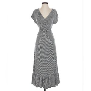 Caution to the Wind Women's Medium Black Ribbed Wrap Maxi Dress